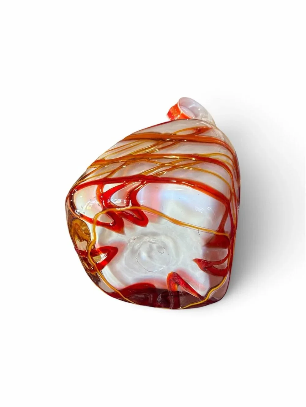 Hand Blown Glass Vase Swirl Red Orange Yellow White